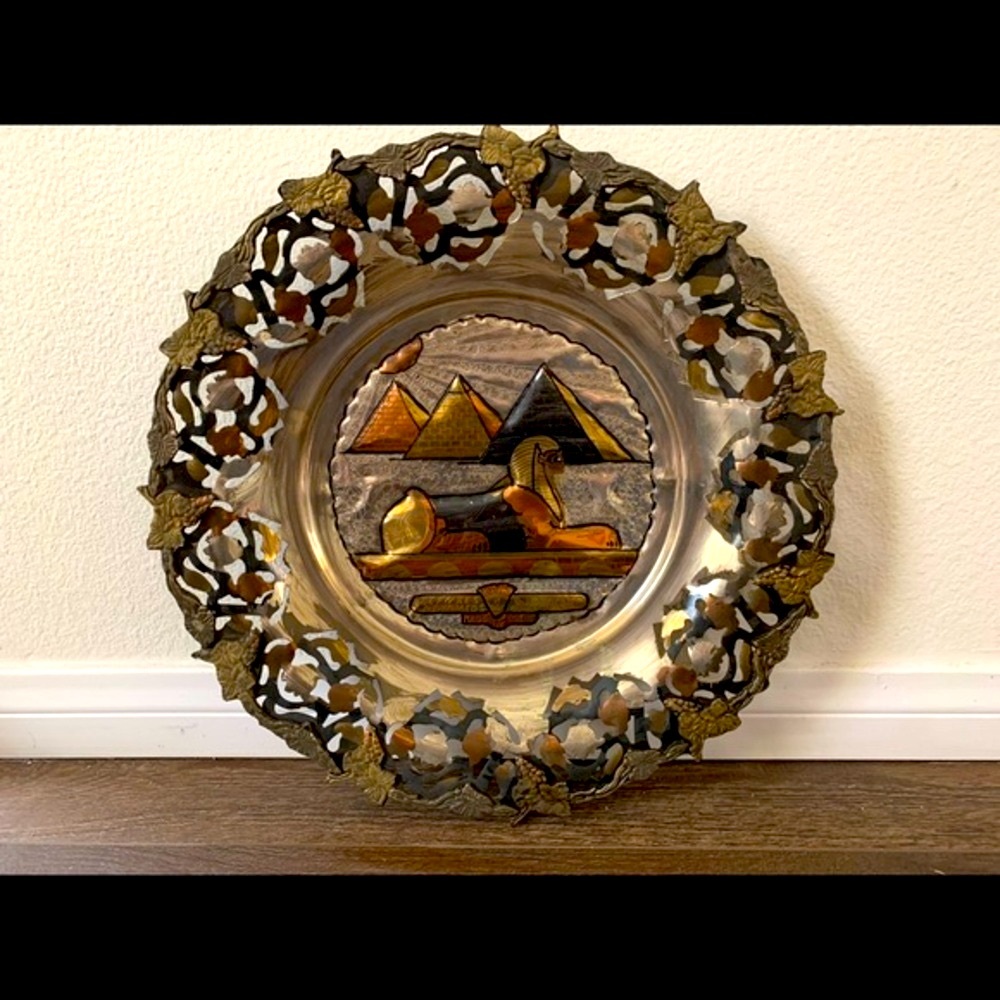 Elegant Gold and Brown Wall Art with Egyptian Design